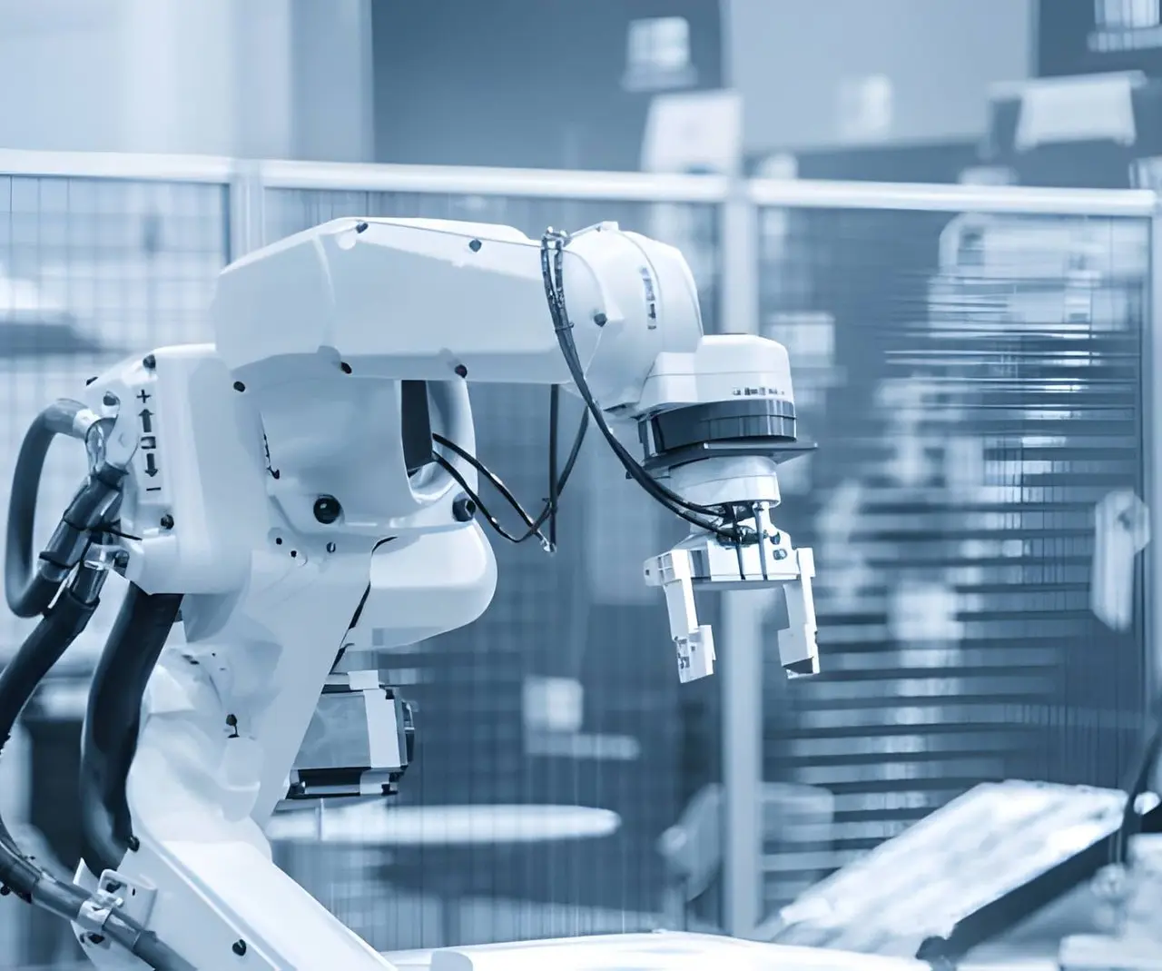 Beschermslang en dress pack op een industriële robotarm