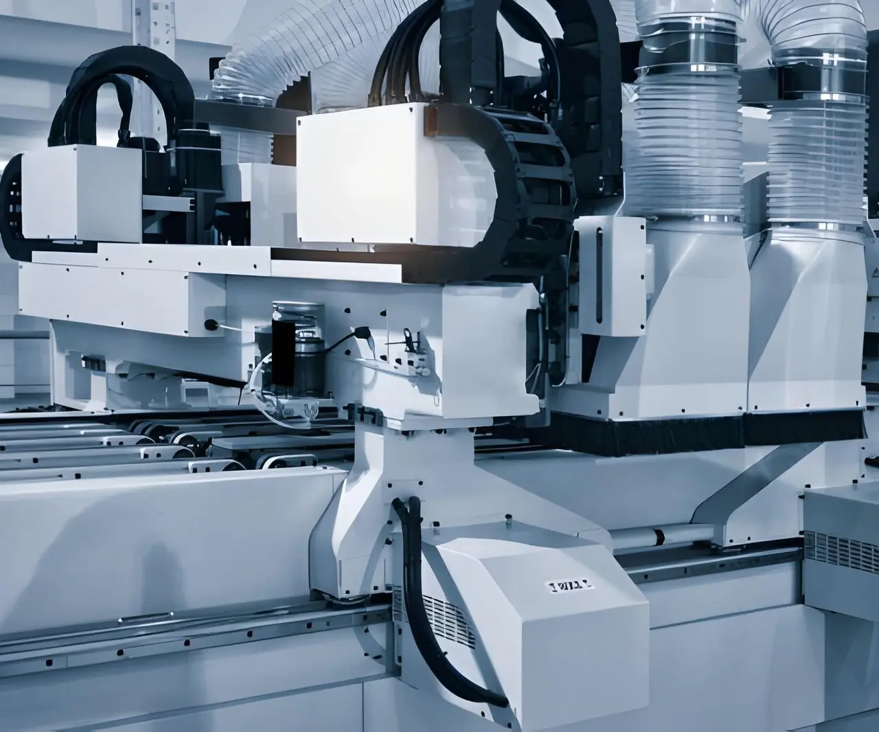 Een monteur controleert een polyamide kabelrups van Tsubaki Kabelschlepp op slijtage en vervuiling in een geleidegoot.